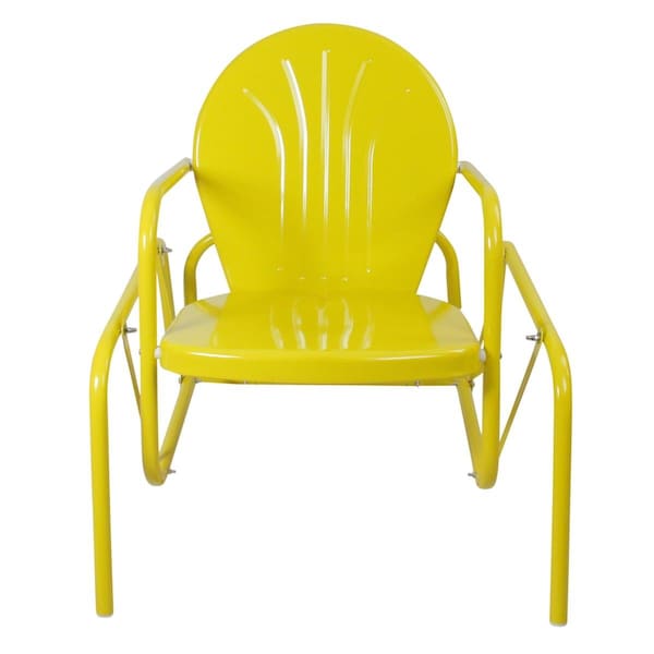 Heat Wave 32 in. Outdoor Retro Metal Tulip Single Glider Chair, Yellow HE1769202 - main